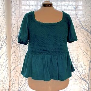 Lane Bryant women’s 10/12 and 18/20 short sleeve tops w/peplum. 10 NWOT, 18 NWT